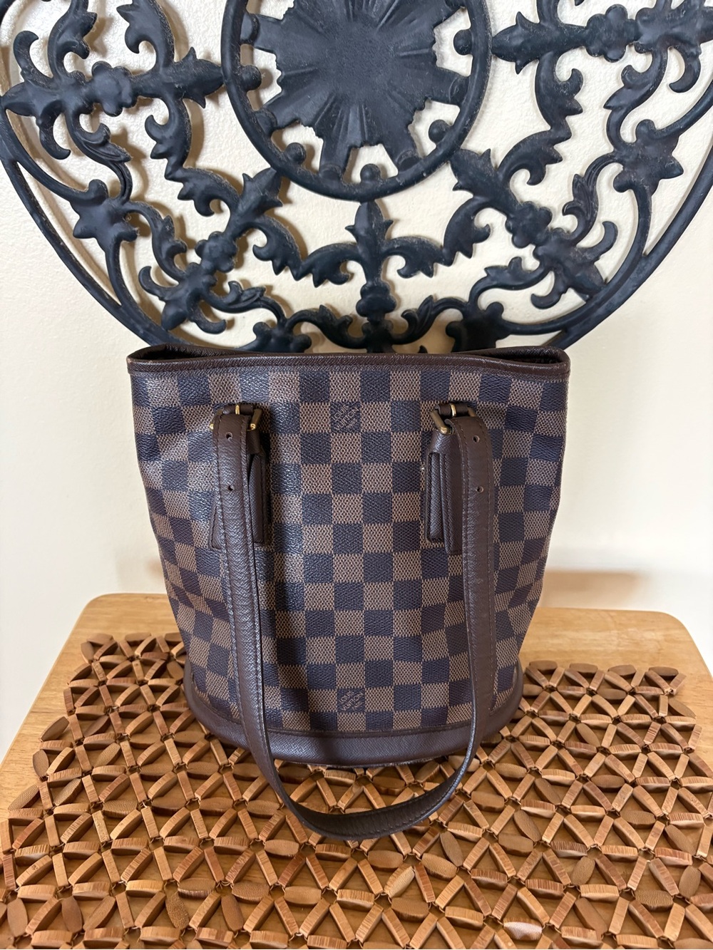 Louis Vuitton Damier Ebene Brown Checkered Tote